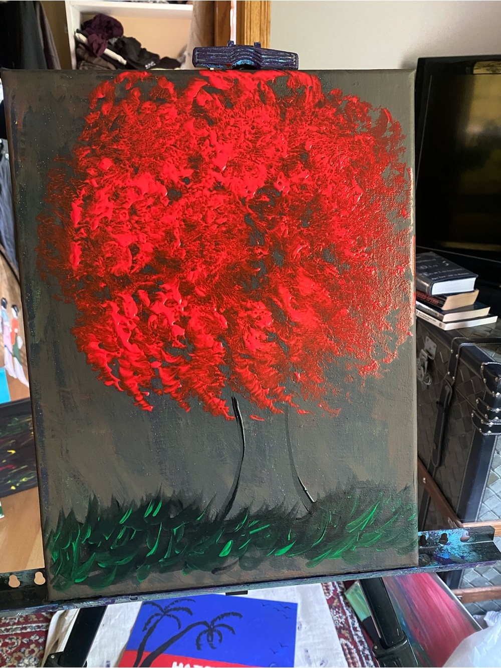 Red Tree Canvas Wall Art - Vibrant Abstract Home Art
